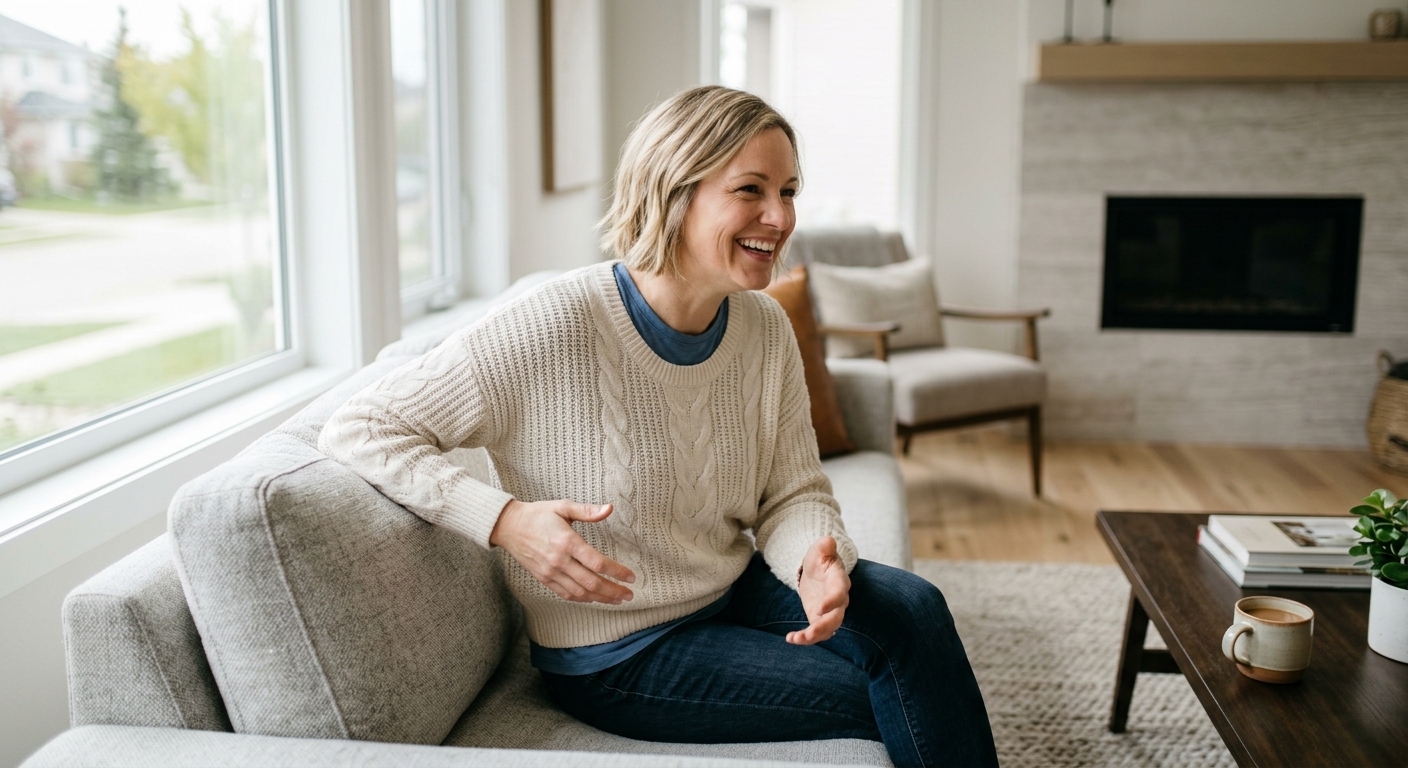 Retired woman reviewing guaranteed retirement income figures at her dining table